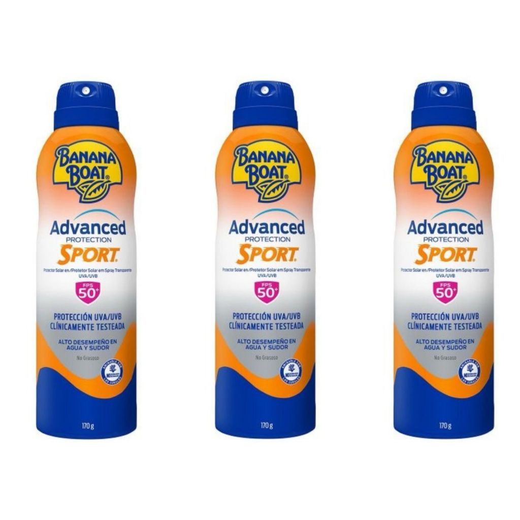Kit 3 Protetor Bloqueador Filtro Solar Banana Boat Advanced Protection Sport Fps50 Spray 170g