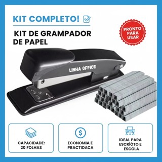 Grampeador De Papel Médio 26/6 + 1000 Grampos Galvanizados em Oferta na Shopee