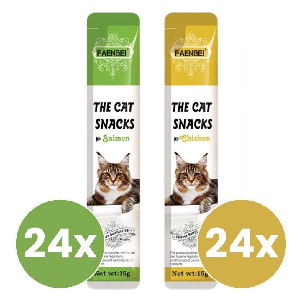 Petisco Cremoso Tipo Pasta para Gatos – 48 Unidades Sortidas Frango e Salmão