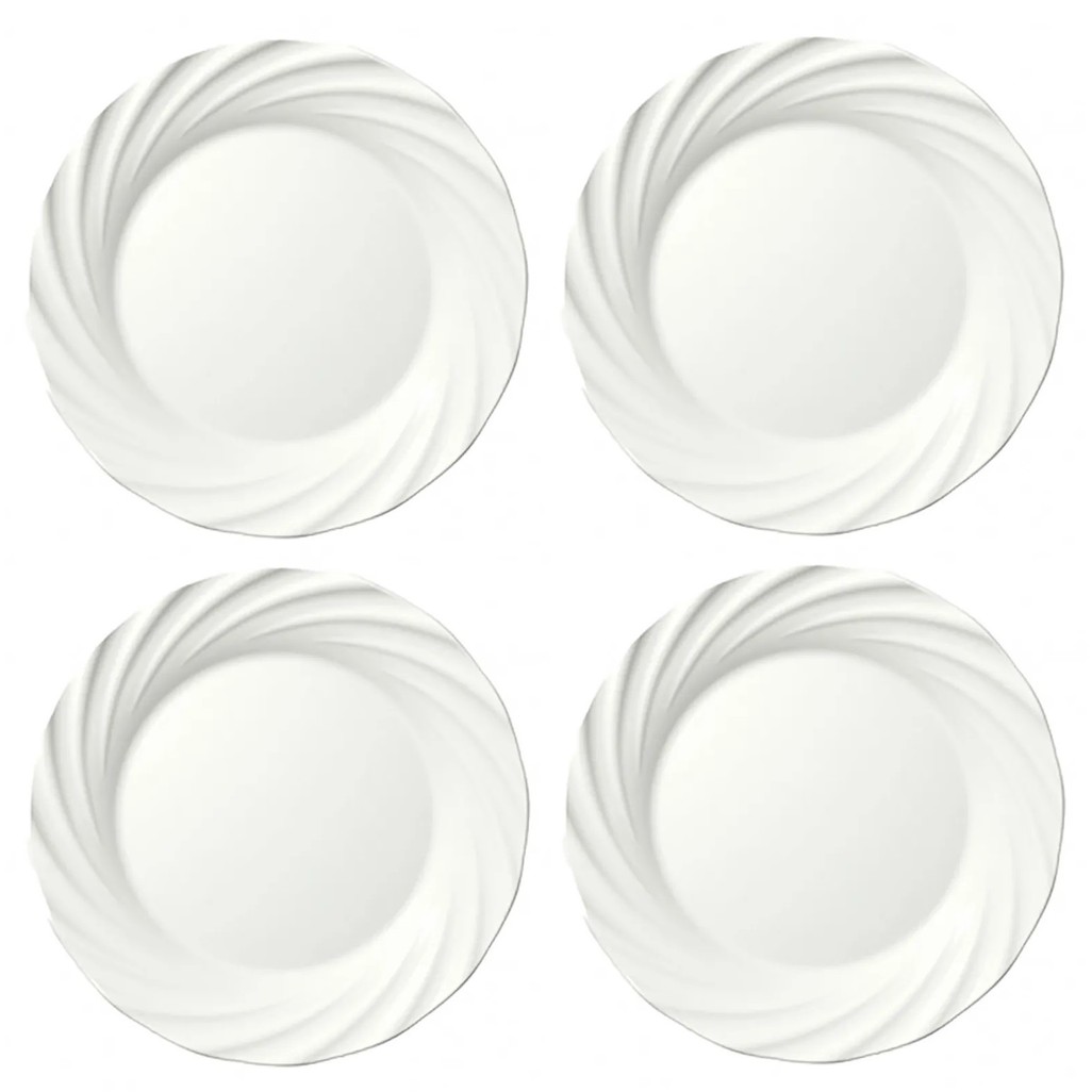 Jogo De 4 Pratos de Sobremesa Jasmim 19cm Nadir Opaline