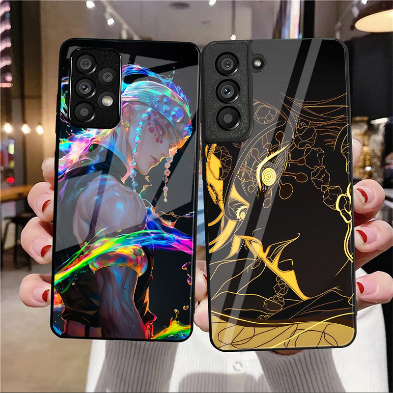 Capa De Telefone De Vidro Demon Slayer Tengen Uzui Para Samsung Galaxy A14 A16 A30 A22 A32 A33 A15 A35 A42 A55 A56 4G A5