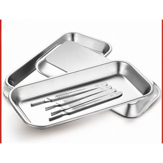Bandeja Aco inoxidavel Para Servir Alimentos Banhado a Prata 22.5x12x2cm