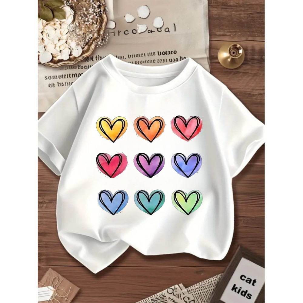 Blusa Blusinha Infantil juvenil Menina Coraçao Colorido100% Algodão