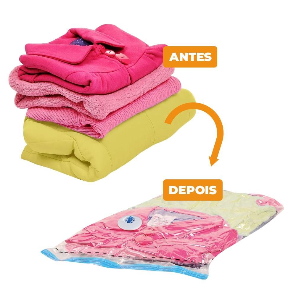 Detalhes do Kit 10 Sacos a Vácuo Organizador Médio Transparente 45x65cm Vac Bag Ordene