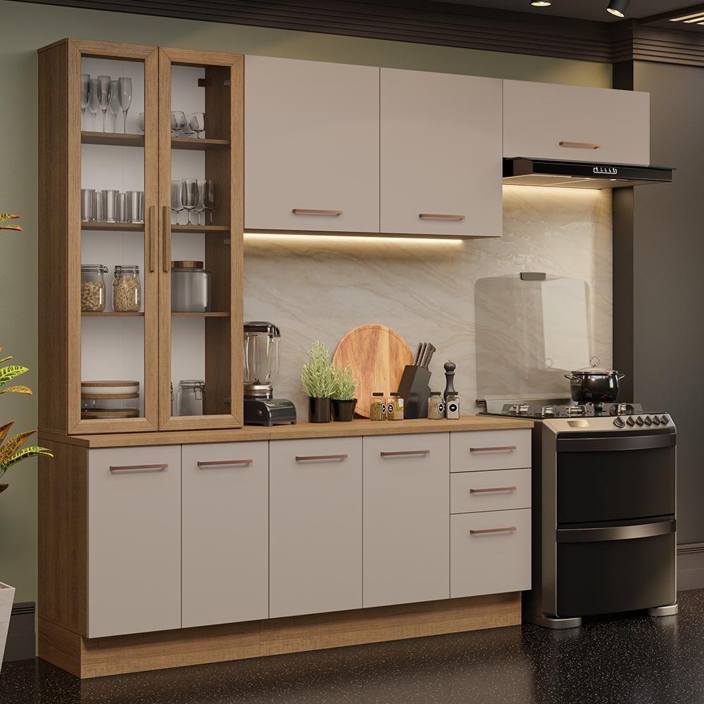 Armário De Cozinha Completa 270cm Rustic/crema Agata Madesa 11 em Oferta na Shopee
