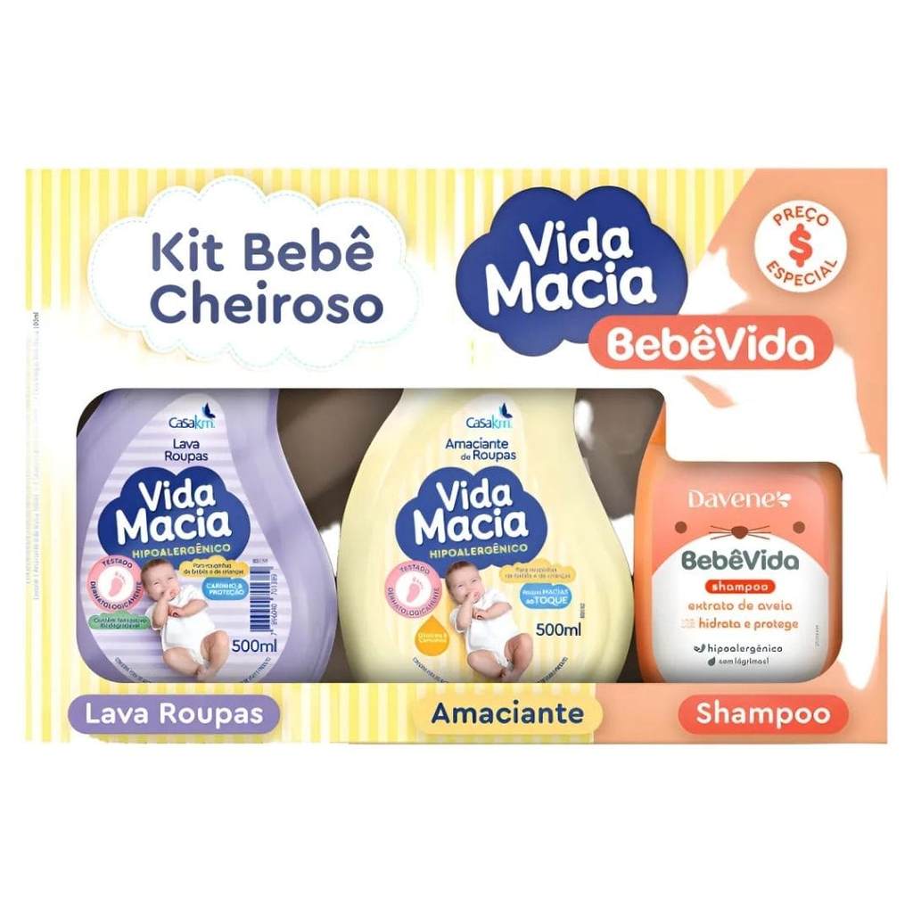 KIT LAVA ROUPAS AMACIANTE E SHAMPOO AVEIA VIDA MACIA 500ML em Oferta na Shopee