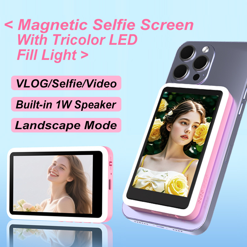Monitor De Selfie Com Tela De Luz De Preenchimento Para iPhone E Android , Vlog
