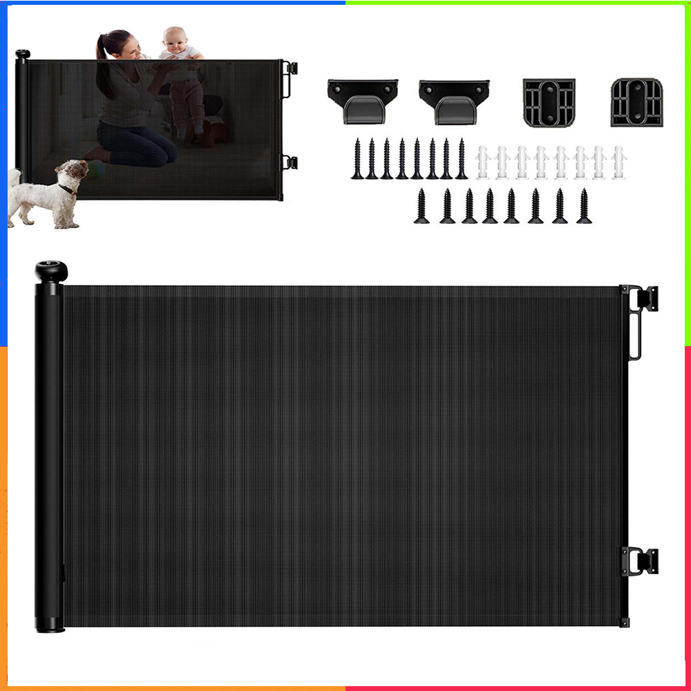 Barraca de porta retrátil para crianças, tenda Anti-animal de estimação, 1.5m, altura retrátil, 86cm, preto