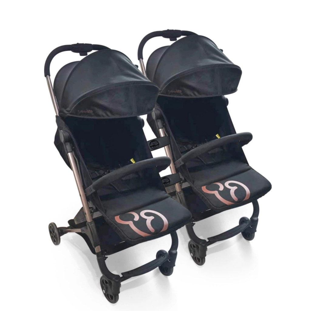 Carrinho Duolee Duo Preto Cobre - Carrinho de Gêmeos até 15kg Acopla Bebê Conforto - Galzerano