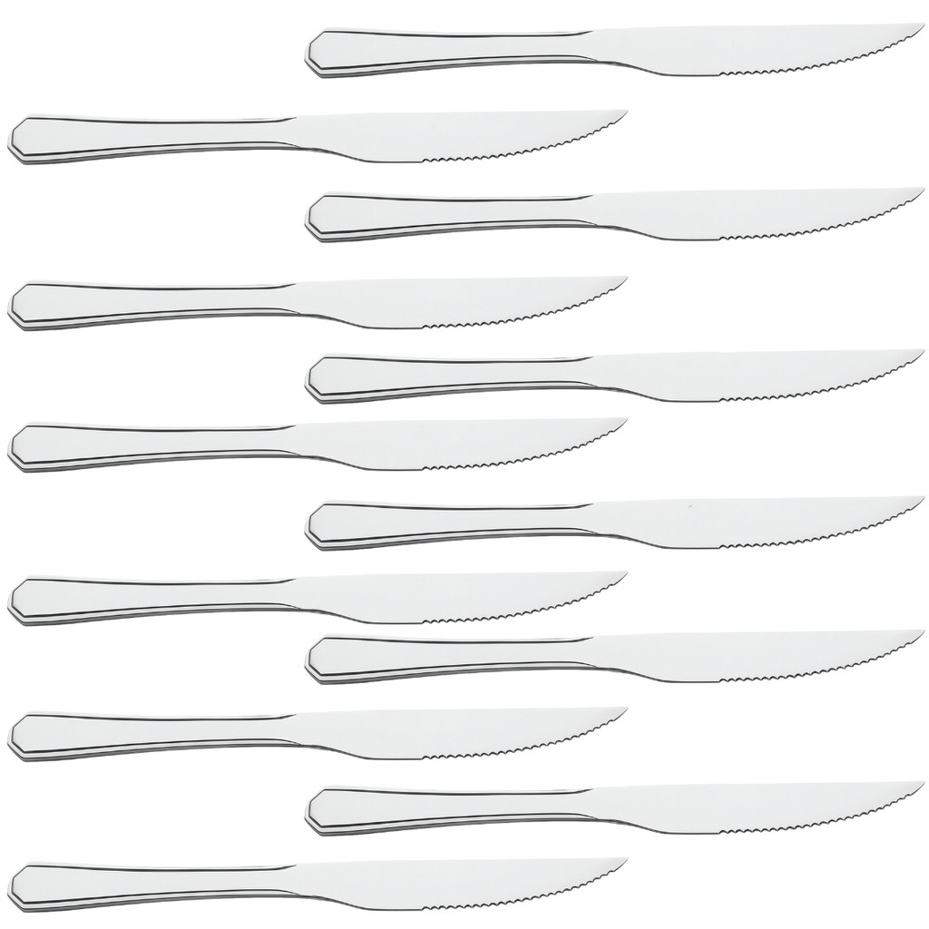 Jogo de Facas 12 Pçs P/ Churrasco Restaurante Design Elegante Profissional Mesa Posta Utensílio de Cozinha Talher Corte