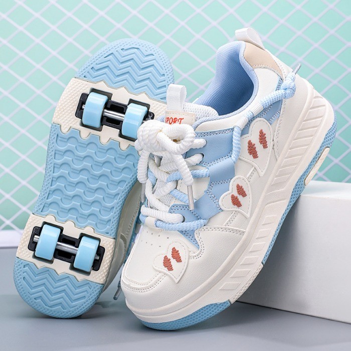 Sapatos de corrida de quatro rodas, sapatos deformados para crianças, meninos, meninas, patins transfronteiriços de uso