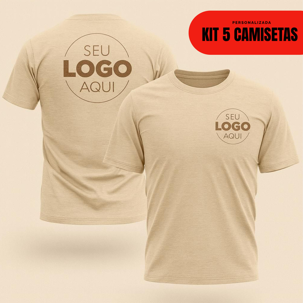 KIT 5 Camisetas com Sua Logo Personalizada ou Estampa Preferida - 100% Algodão Premium em Oferta na Shopee