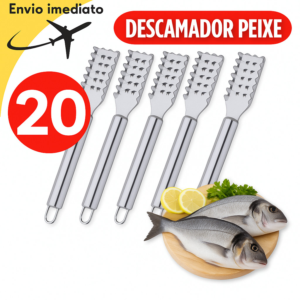 40 Unidades Conjunto Descamador de Peixe Removedor de Escamas Escamador Inox Pesca Inox Premium