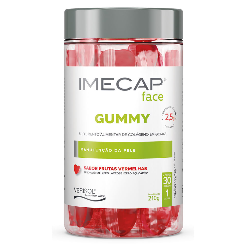 Gummy Imecap Face Sabor Frutas Vermelhas com 30 Unidades