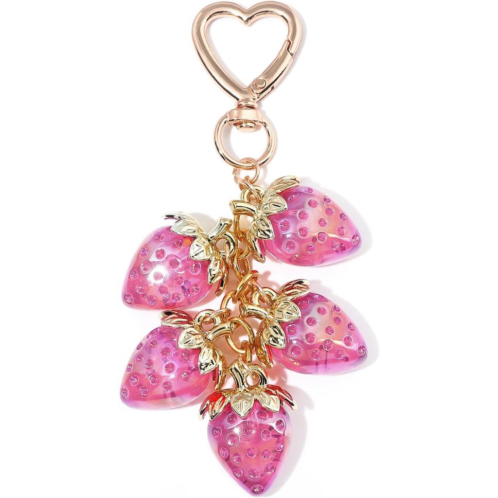 Kawaii Rosa Morango Chaveiro Para Mulheres Bonito Saco Encantos Bolsas Bolsa Sacolas Mochilas Presentes De Aniversário