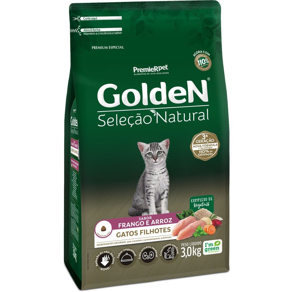 Ração Golden Seleção Natural para Gatos Filhotes 3kg em Oferta na Shopee