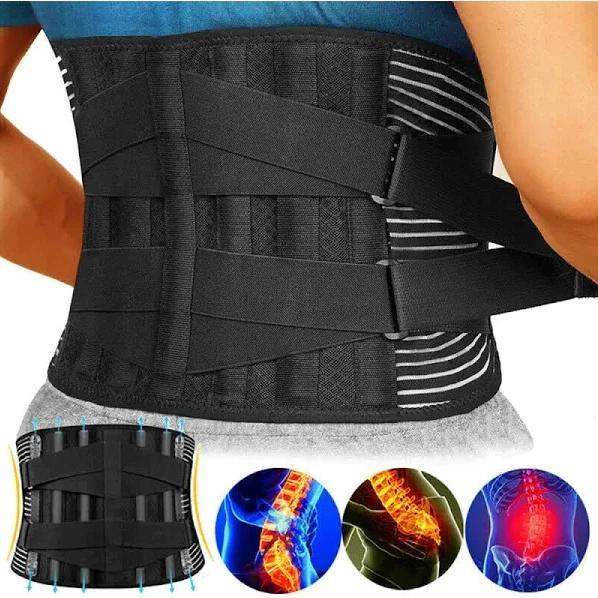 Cinta Unissex de Suporte Lombar com hastes antiderrapante, ortopédica e respirável, para alívio da dor na lombar em Oferta na Shopee
