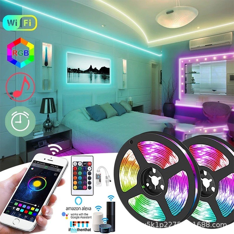 KIT 2 Fita Led Rgb 3528 Colorida 5m + Controle+Fonte 300 Led Decoração Casa Loja Gesso Teto Sanca Vitrine-Techo Pro