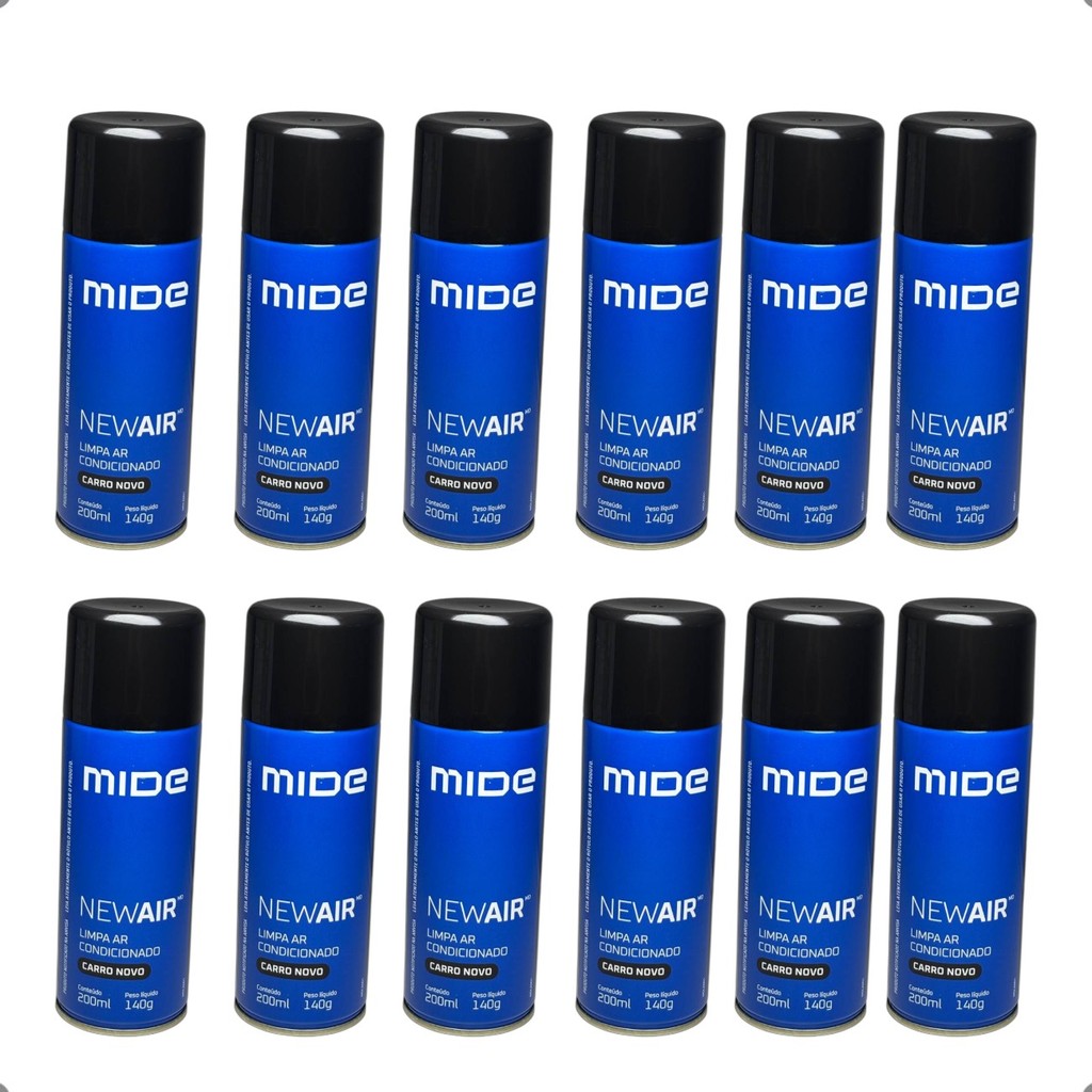 Kit 12 Higienizador De Ar Condicionado Mide Parts New Air Granada 200ml Universal Automotivo