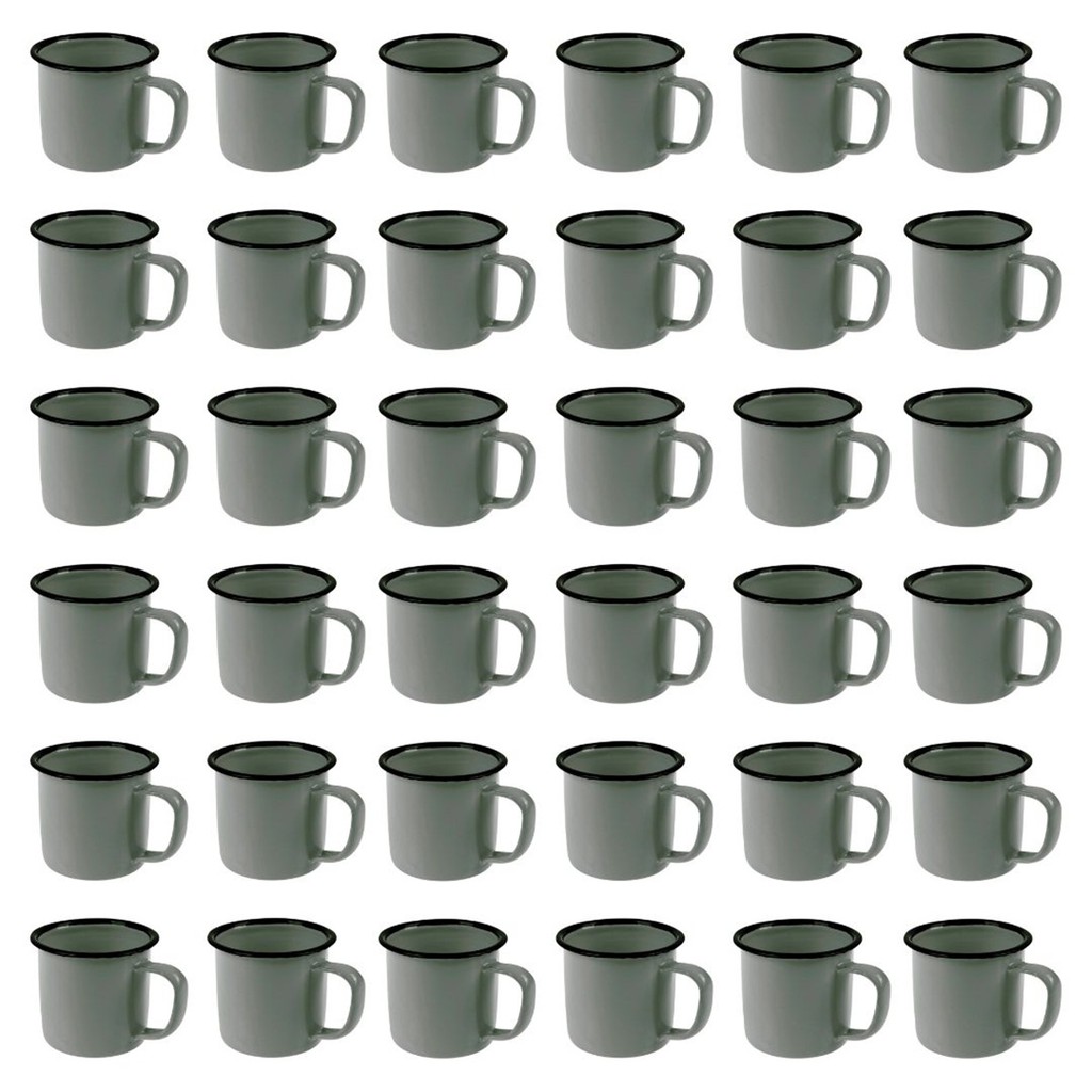 Xícara Caneca Esmaltada Retro 80ml Cinza Café Chá 36 Peças