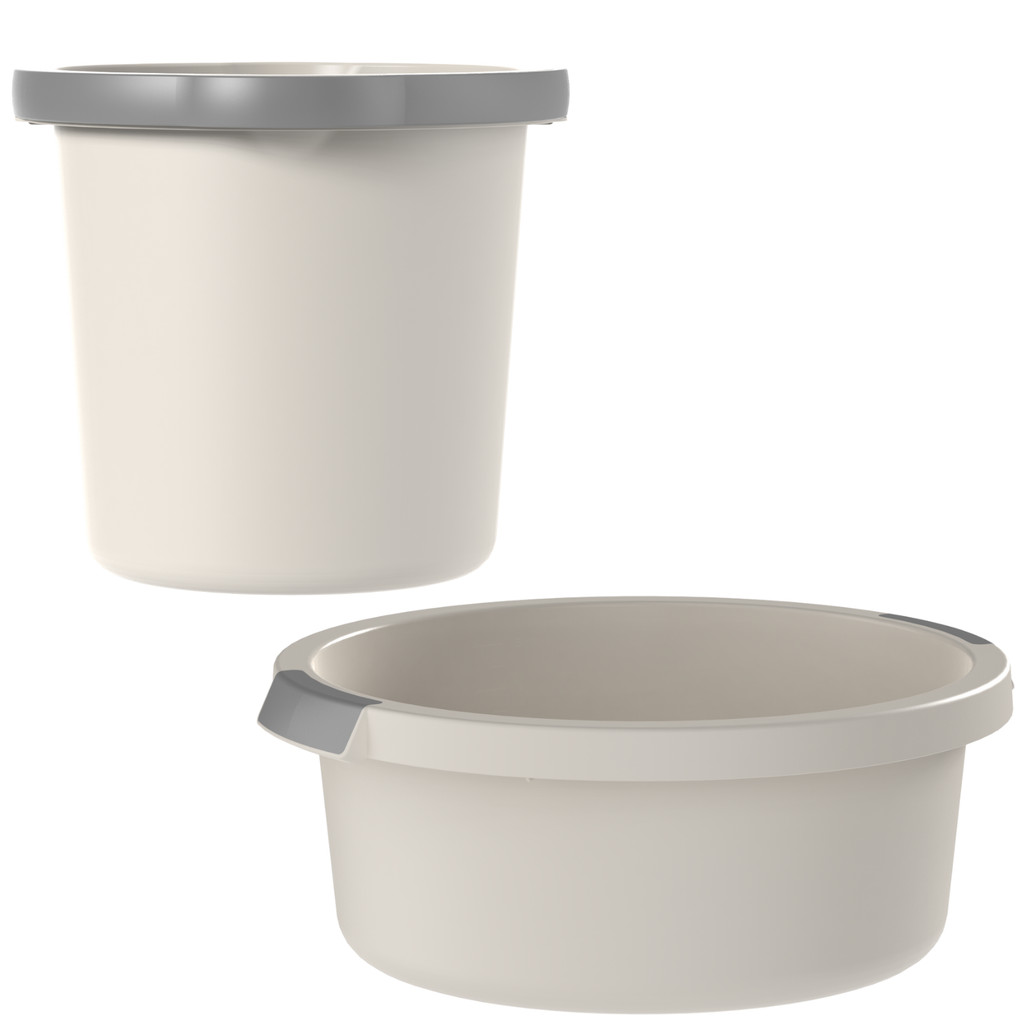 Balde Bacia Limpeza 5L e 8,5L Bege Cozinha Lavanderia Flow OU