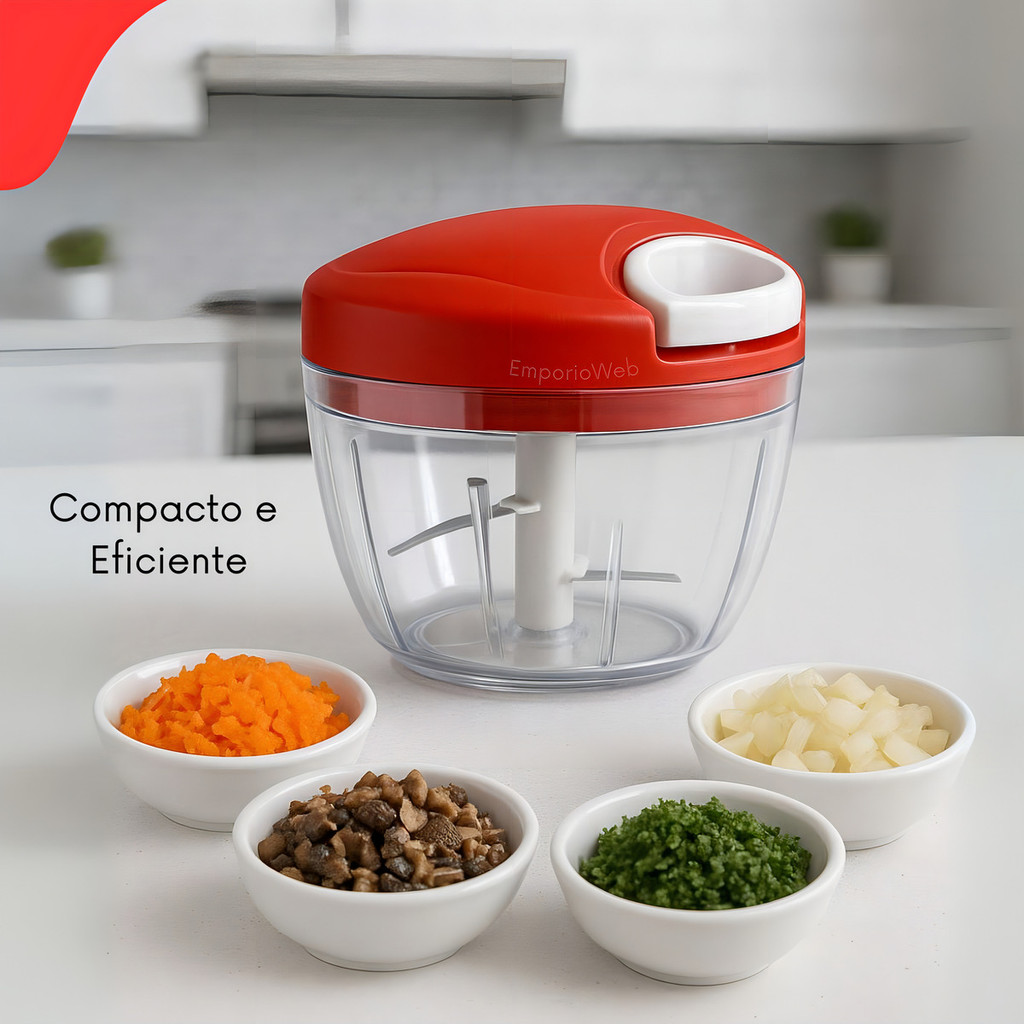 Processador e Triturador 500ml 3 Laminas Portátil Aço Inox com Cordinha De Alimentos e Legumes
