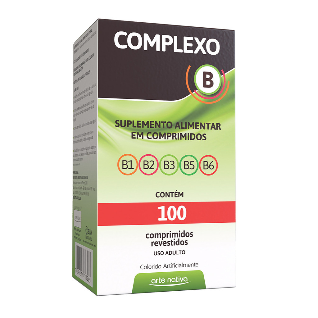 Complexo B 100 Comprimidos Arte Nativa Suplemento Vitaminas B1 B6 B12 Energia e Saúde