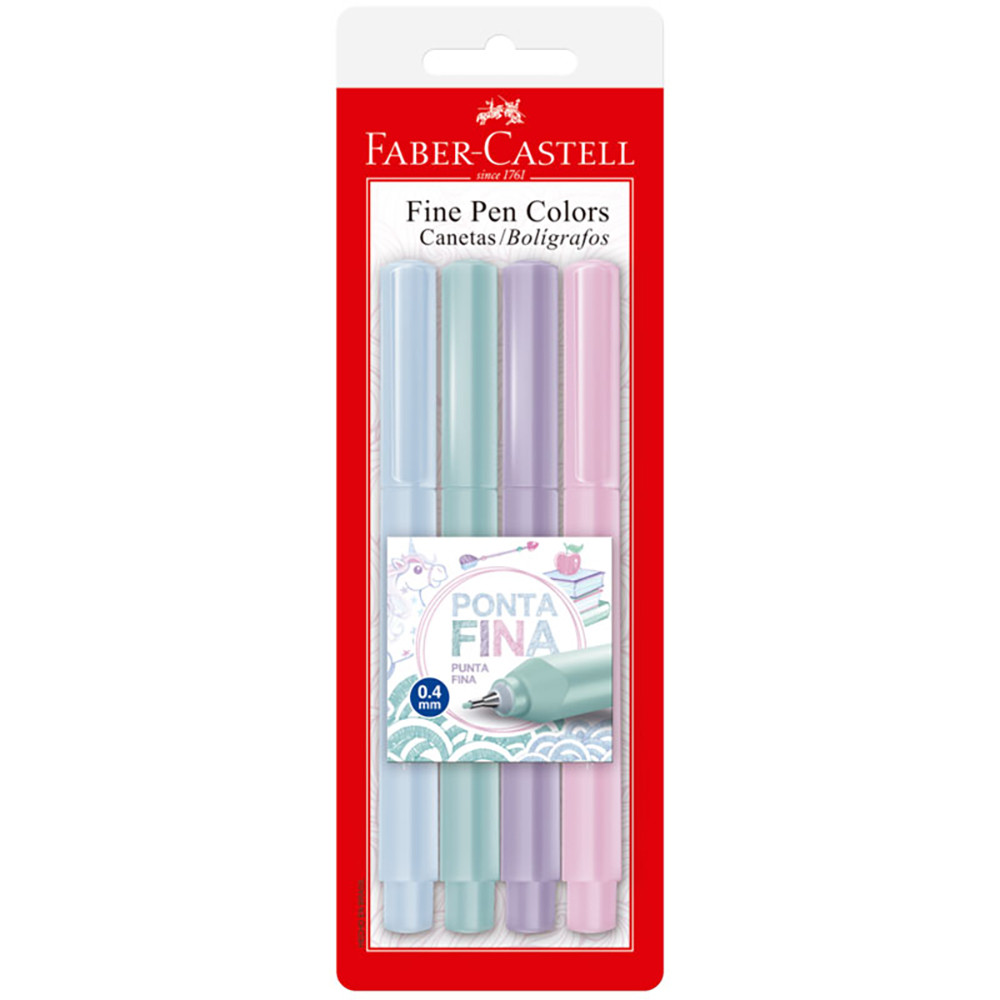 Caneta hidrográfica Fine Pen Colors Pastel FPB/TPZF com 4 unidades Faber-Castell em Oferta na Shopee