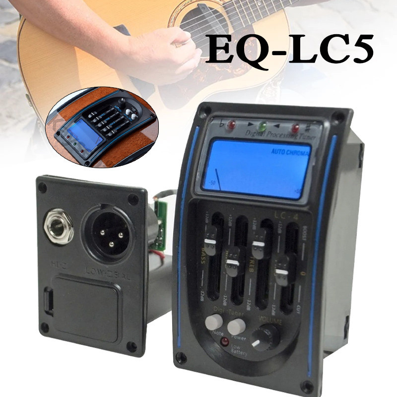 Captador EQ-Lc5 Pre Amp Equalizador P/ Violão Com Afinador Lc-5 Alta Qualidade