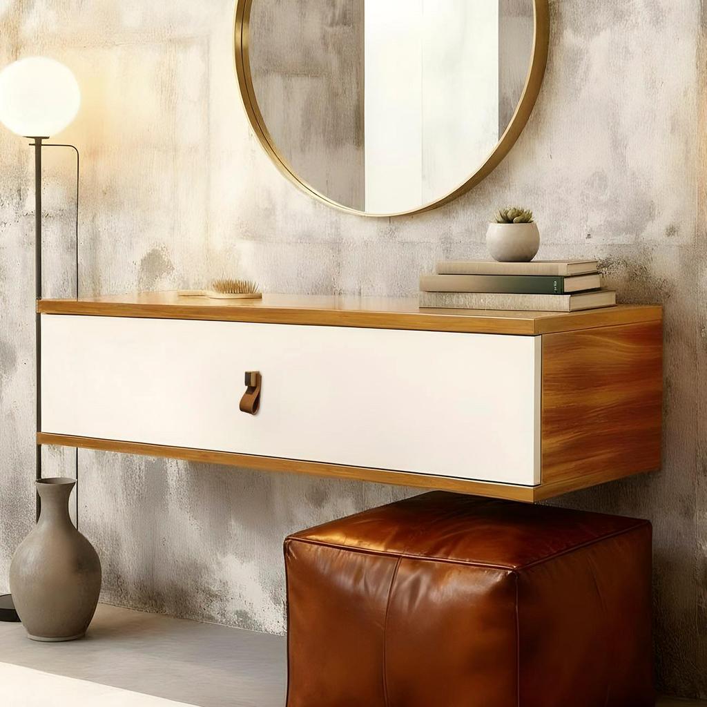 Penteadeira Suspensa 90cm 1 Gaveta Quarto Lila Cinamomo/Branco Z49 - Mpozenato