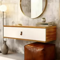 Penteadeira Suspensa 90cm 1 Gaveta Quarto Lila Cinamomo/Branco Z49 - Mpozenato