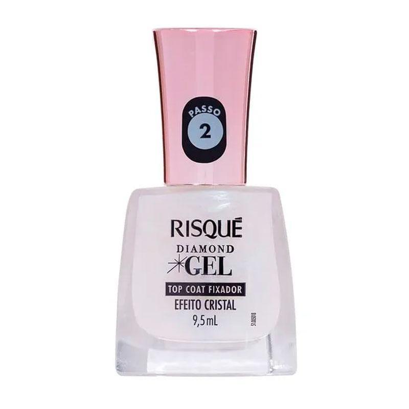 Esmalte Top Coat Fixador Risqué Diamond Gel Cremoso Efeito Cristal 9,5ml em Oferta na Shopee