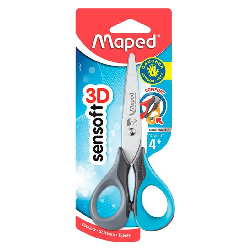 Tesoura escolar para canhoto Sensoft 3D 13cm 693500 Maped em Oferta na Shopee