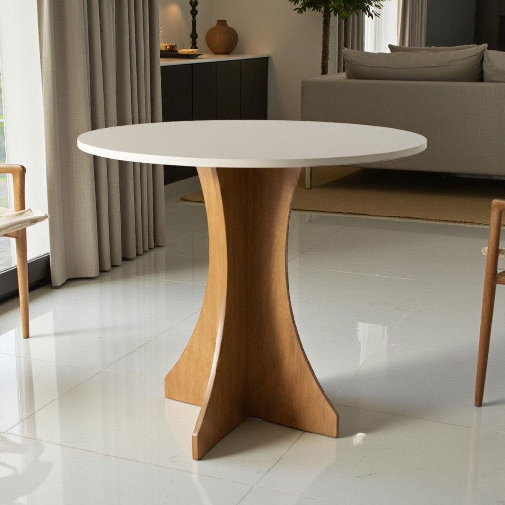 Mesa De Jantar Sala De Jantar Cozinha Tampo Mdf Redonda 80cm em Oferta na Shopee