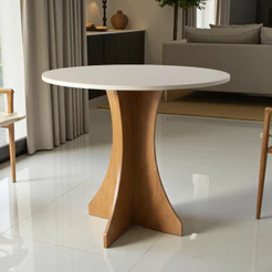 Mesa De Jantar Sala De Jantar Cozinha Tampo Mdf Redonda 80cm