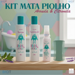 Kit Mata Piolho Arruda e Citronela Shampoo + Recondicionador + Spray + Pente Fino Grátis em Oferta na Shopee