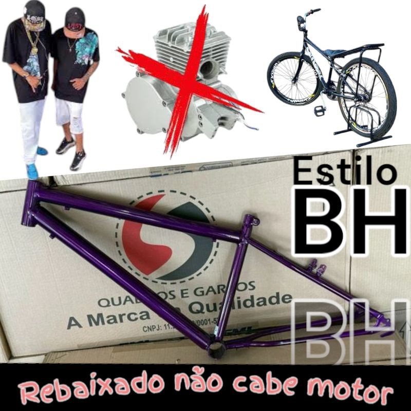quadro samy aro26 reduzido bh bicicleta rebaixado não cabe motor