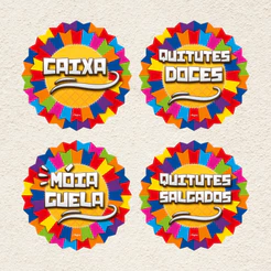 Placas Decorativas Sinalizadoras - Festa Junina - 27,5x27,5cm - 4 unidades - Regina - Rizzo