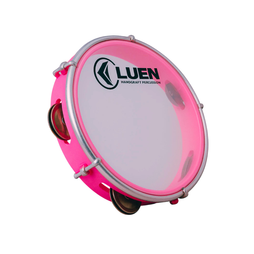 Pandeiro 8" ABS Plat. Inox Junior Infantil Pele Cristal Luen 40084 Rosa