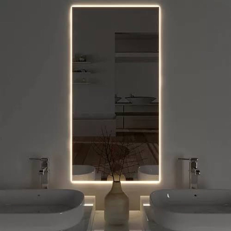 Espelho Retangular Com Led De Parede Médio Grande Decorativo Fonte 110v/220v JR em Oferta na Shopee