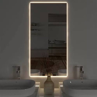 Espelho Retangular Com Led De Parede Médio Grande Decorativo Fonte 110v/220v JR em Oferta na Shopee