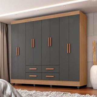 Guarda Roupa Casal Ambiente Porto 8 Portas Nature Cinza - Móveis Leão em Oferta na Shopee