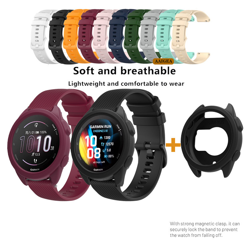 Pulseira De Silicone + Capa Para Garmin Forerunner 165 Pulseiras Ajustáveis De Cor Única Com Textura De Superfície Decor em Oferta na Shopee