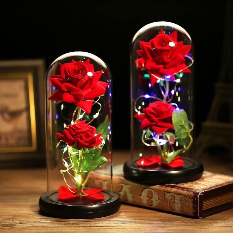 Flor De Folha De Luz LED Rosa Eterna Em Vidro-Presente Para Namorada , Dia Dos Namorados Das Mães E Noivas em Oferta na Shopee
