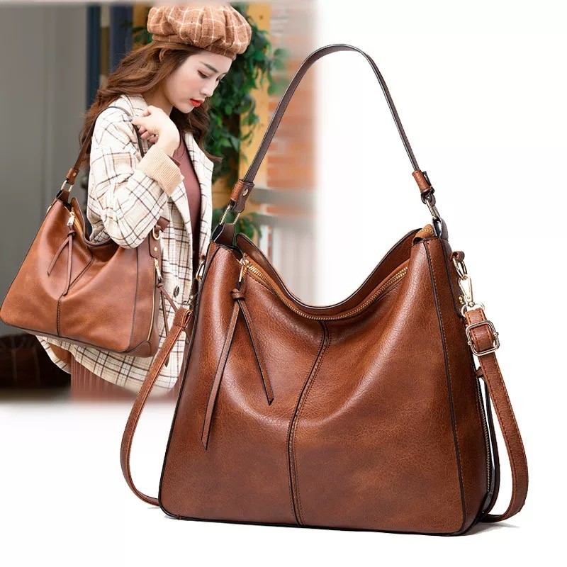 Kit 2 Bolsa Feminina de Alta Qualidade em Couro PU de Grande Capacidade, com Alça de Ombro em Oferta na Shopee