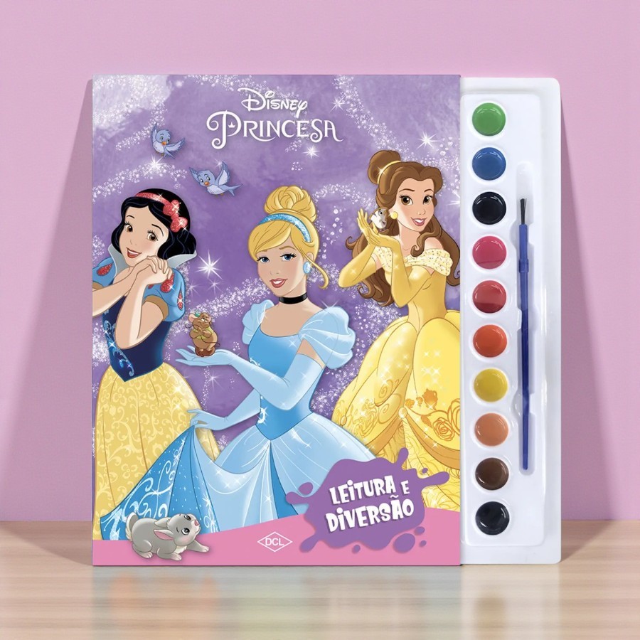 Kit Para Colorir Livro e Aquarela - Princesas - 1 unidade - Disney Original - Rizzo