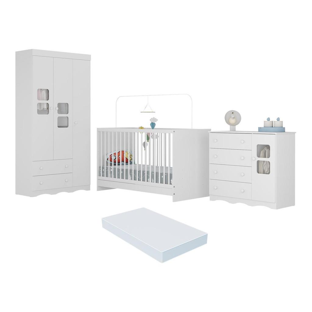 Quarto de Bebê Completo com Berço 3 em 1 com Colchão Incluso Serena Multimóveis MP4543 em Oferta na Shopee
