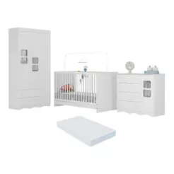 Quarto de Bebê Completo com Berço 3 em 1 com Colchão Incluso Serena Multimóveis MP4543