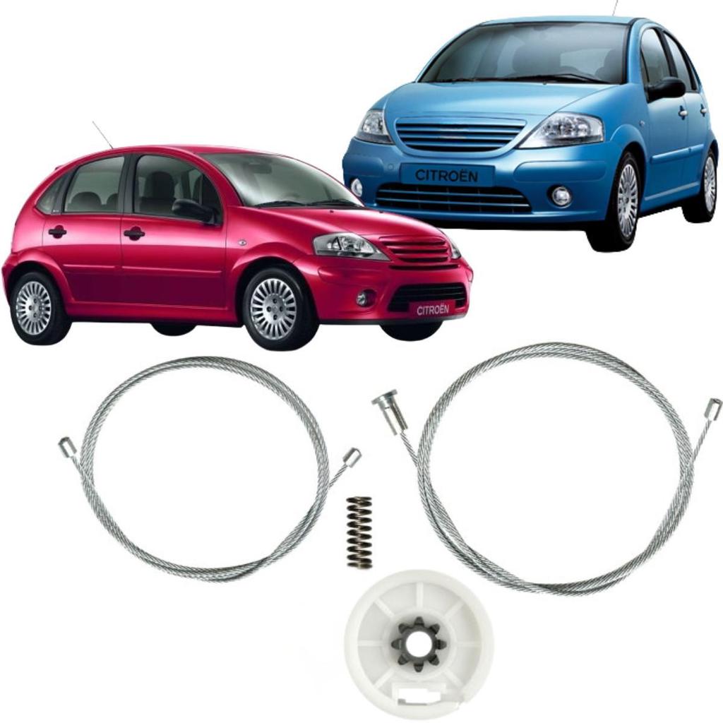 Kit de Reparo de Vidro Elétrico Citroën C3 2003 até 2008 Traseira (1 Mola)