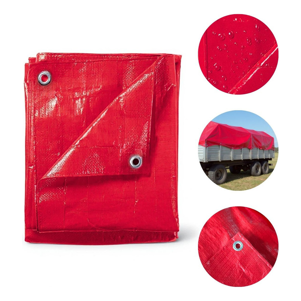 Lona Plástica Polietileno 70g/m² Vermelha 4×3m Multiuso Impermeável Para Quintal Piscina e Camping
